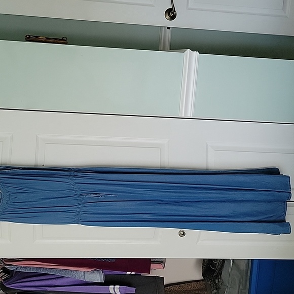 Long maxi dress. Jean material blue. - Picture 3 of 4